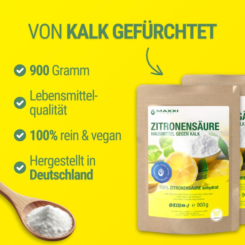 Maxxi Clean | 1x 900 g Zitronensäure Pulver in Lebensmittelqualität