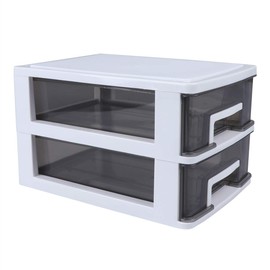 SEWACC Plastic Storage 3 Drawers 2 Drawer Desktop Storage Unit Clear Small Drawer Desktop Organizer Storage Bin Container Case with Drawers Makeup Stationary Holder for Home Office Small Drawer Set