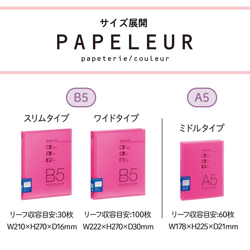 Kyokto Slim Binder Papel Rule 26 Holes B5 LN35P Pink