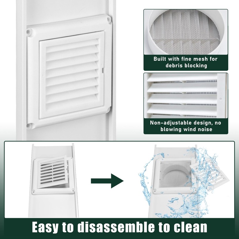 Flehomo Dryer Vent Window Kit with Louvered Vent Cover, Dryer