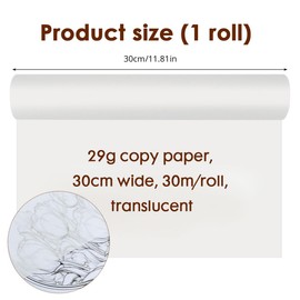 Sewing Pattern Paper Roll 30 cm x 30 m 29 g/m², Tracing Paper Roll for Sewing, Cutting Paper, Sewing Pattern, Sketch Paper, Tracing Paper, Vellum Paper, Roll Architect Paper, Tracing Paper, Sewing