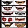 10 pcs Big Mouth Face Halloween Horror Tattoo Stickers -