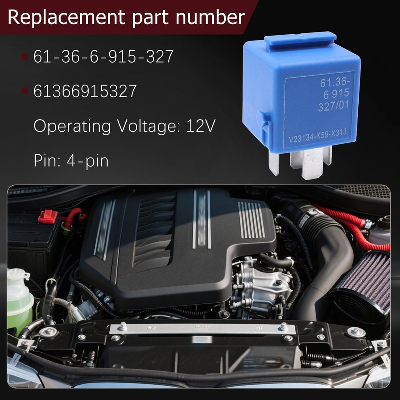 61366915327 4 Pin Multi Automotive Relay 30A 12VDC Fits for