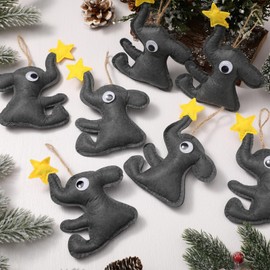 SmoothNovelty 12 Pcs Friendship Elephant Ornament Felt Christmas Ornament with a Star Friendship Gift for Sisters Friends Gift for Elephant Lover