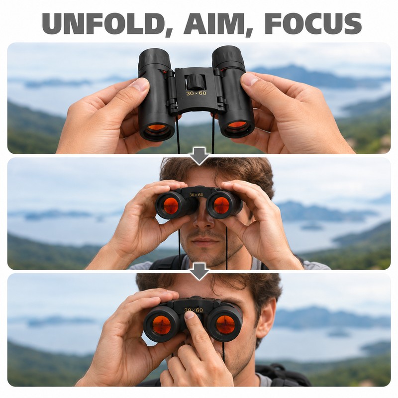 30x60 Compact Binoculars for Outdoor Viewing - HD Mini Telescope