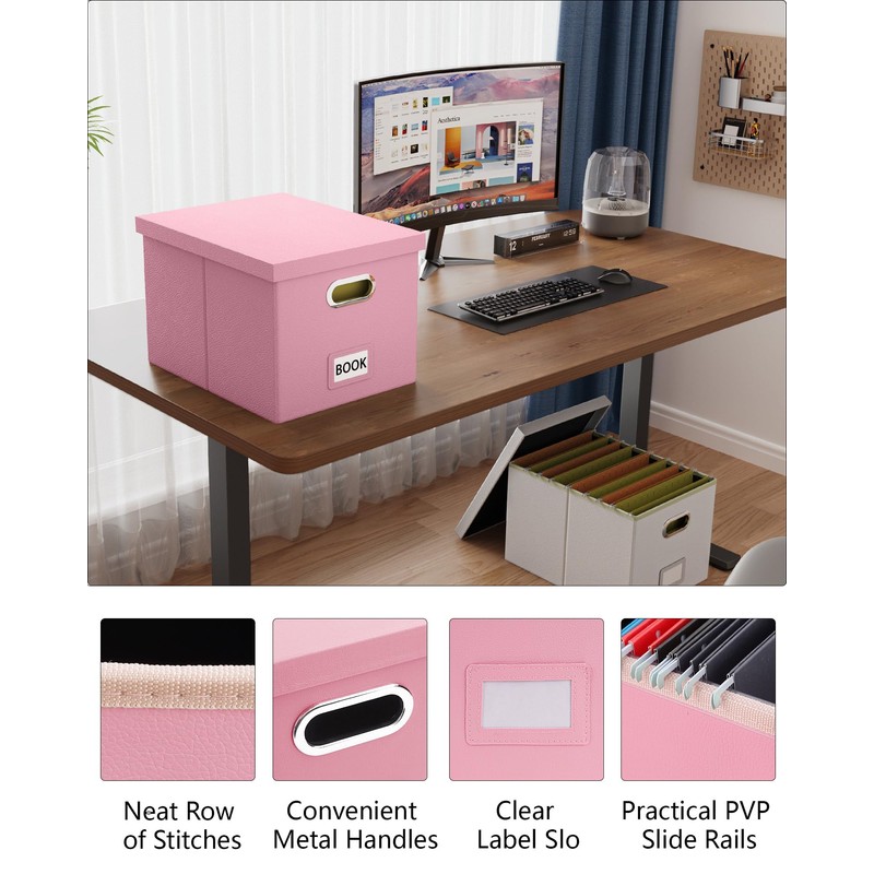 Oterri File Organizer Box,Filing Box with Lid,File Box for Letter/Legal