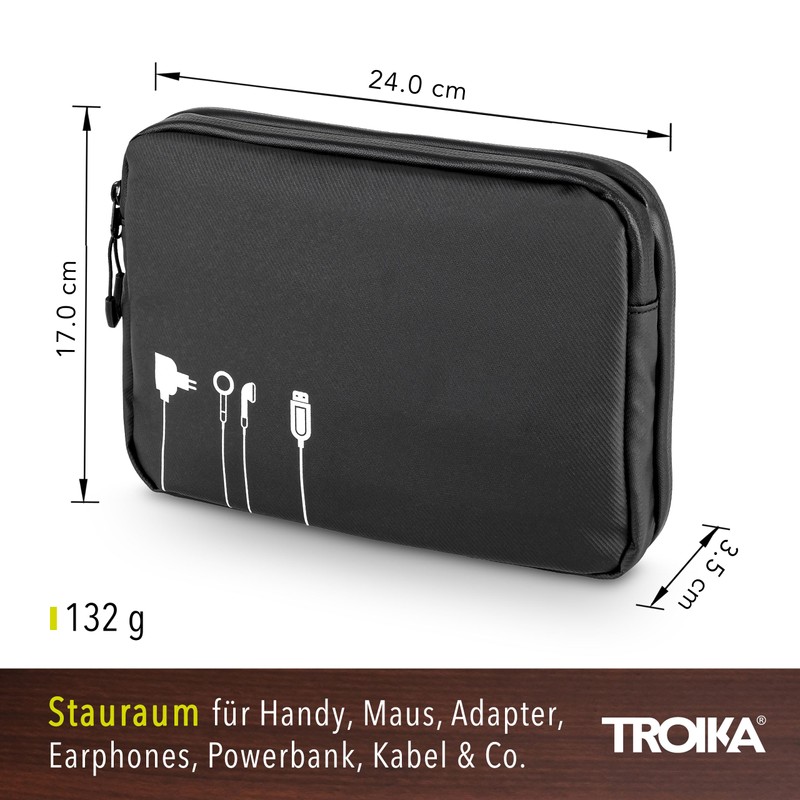 TROIKA Black Tech Pouch 2 - BBL64/BK - Cable Bag