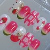 Tangle Pinky Watermelon Bear Handmade Nail Tip - Stiletto /