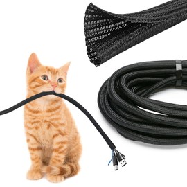 JOTO Organizadores de Cables, Manga Flexible Tubo Sleeve Management de Gestión de Cables para Escritorio TV Computadora Automotriz Oficina en el Hogar -4.5 Metros, Negro