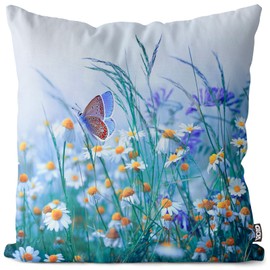 VOID Spring Meadow Butterfly Cushion Cover Sofa Cushion Decoration Easter Outdoor Cushion Decorative Cushion Size: 40 x 40 cm