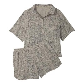 Tommy John Women's Short Sleeve Sleep Top and Short Set (Simple Leopard, X-Small)