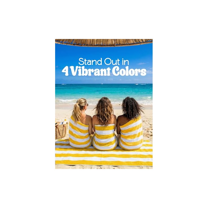 Oversized Cabana Beach Towels Set of 4 - Soft Cotton,