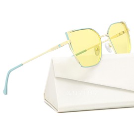 ANYLUV Cat Eye Blue Light Glasses Women, Stylish Metal Frame Computer Eyeglasses, Lightweight Blue Light Blocking Glasses