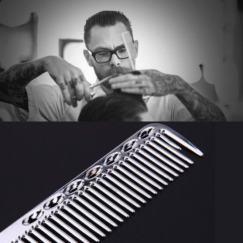 Professional Hair Combs Aviation Aluminum Metal Cutting Comb Hairdressing Comb