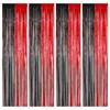 4pcs Black Red Foil Curtain, 3.2ft x 6.5ft Black Red