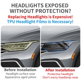 LUNQIN Car Headlight Protective Film for Volkswagen Tiguan 2022 2023 2024 VW SUV Auto Accessories Exterior Decor Smoky Matte Black Smart Tint TPU Cover Vinyl Wrap Self Sticker Kit Tail Light Roll