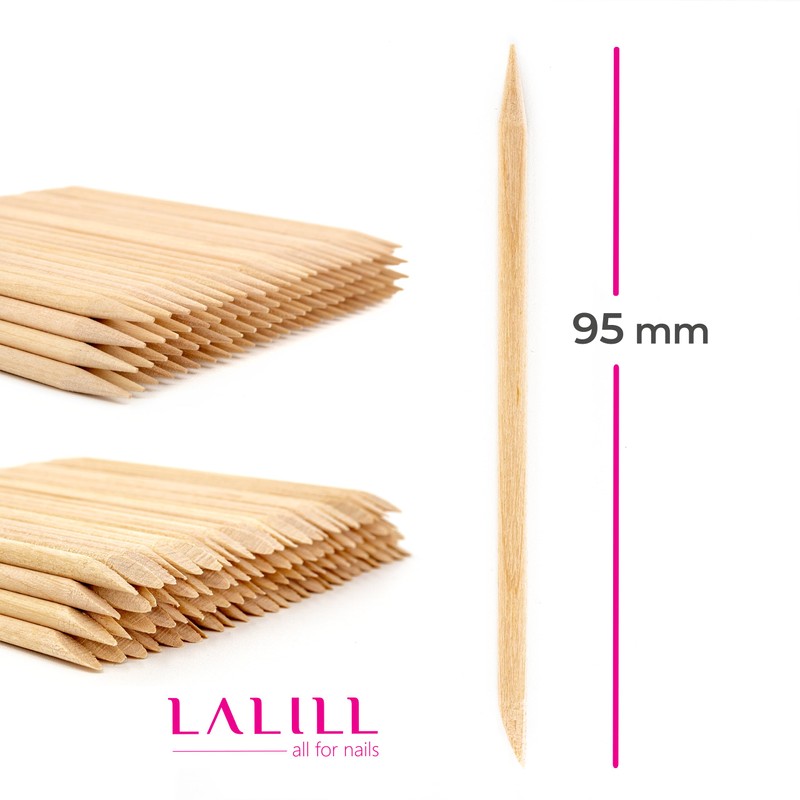 LALILL Wooden Sticks, Pack of 100, Cuticle Pusher, Wooden Orange