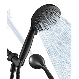 JDO Shower Head with Handheld, High Pressure Handheld Shower Head 10 Settings, Detachable Shower Head Set with Stainless Steel Hose and Shower Bracket (Matte Black)