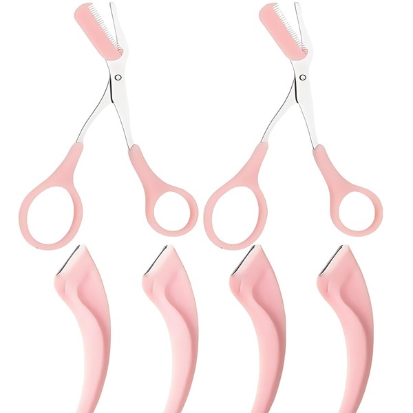 6-Piece Eyebrow Trimmer Set: 2 Eyebrow Scissors with Combs, 4
