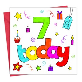 Twizler 7th Birthday Card for Boy or Girl - Seventh Birthday Card Boy - Seventh Birthday Card Girl - Boys Birthday Card - Girls Birthday Card - Age 7 Birthday Card - Unisex Childrens Birthday Card