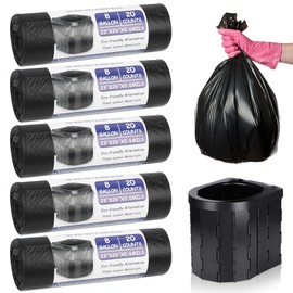 Pack of 100 degradable toilet bags, 20 L, biodegradable camping toilets, waterproof separation toilet bag for mobile toilets, hiking, travel