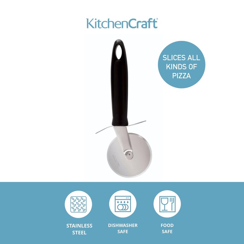 KitchenCraft Pizza Cutter Wheel, Stainless Steel with Nylon Handle, 20cm