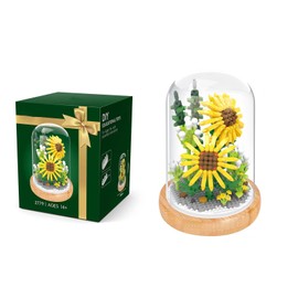 Plant Building Blocks Miniature DIY Building Blocks Bouquet Potted Plants Ornaments Decoration Toys Sunflower with Protective Cover