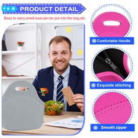 Desing Wish Lunch Bag Neoprene Lunch Bag Insulated Thermal Box Cool Bag Foldable Thermal Bag (Black)