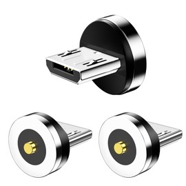 Gourde Magnetic Connector Tips Head for Android Devices (3 Pack), 360° Rotating 1-Pin Magnetic Phone Cable Adapter for Micro All Devices