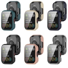 RuenTech Compatible with SKG V7/V7 Pro Smart Watch Case Cover, Screen Protector with Tempered Glass Film PC Protective Case for SKG V7 Smart Watch (6-Pack)