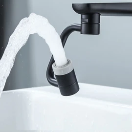 LikeHome 1080° Rotating Faucet Extender Aerator,Solid Brass Universal Splash Filter Faucet,1080 Big Angle Swivel Faucet Aerator Sink Attachment,Dual-Function 2-Flow Sprayer,Matte Black