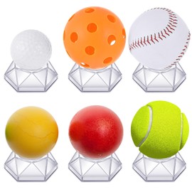 Briwooody 6 Pcs Acrylic Hexagon Display Stand Holder Baseball Holders Stands for Display Golf Softball Tennis Baseball Marble Egg Sphere Puzzle Ball(L)
