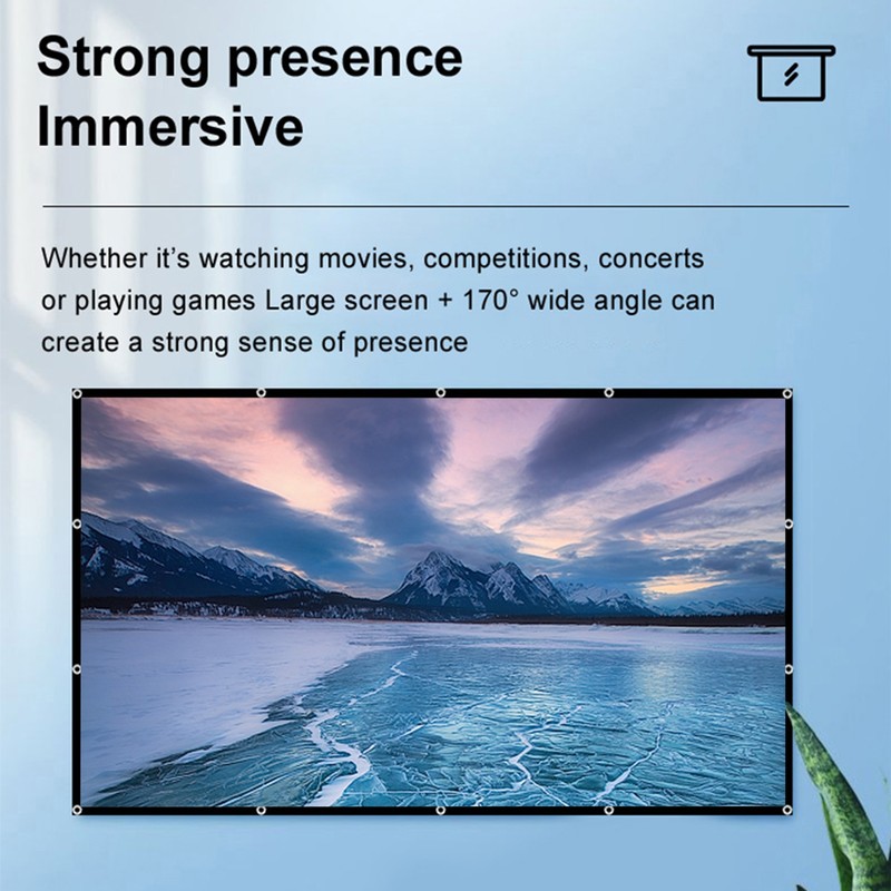 150 Inch Projector Screen 16:9 HD 4K Foldable Portable Double