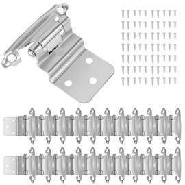 SEUNMUK 40 Pack 3/8 Inch Inset Satin Nickel Cabinet Hinges, Face Mount Self Closing Variable Flush Cabinet Hinges, with 200 Mounting Screws, Silver, Satin Nickel