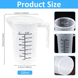 Measuring Cup 100ML, KYYGKY 2 PCS Plastic Measuring Jugs Set Kitchen Baking Measuring Cups Jugs Clear Graduated Can, Measuring and Mixing Jug with Handle for Cooking Baking, Easy to Read Measurements
