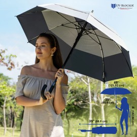 UV-Blocker Sun Umbrella UV Protection Fashion Umbrella - Large Sun Blocking - Windproof - Auto Open - Vented Double Canopy - UPF 55+ - Blocks 99% of UVA UVB Rays - 48"