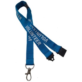 Blue Volunteer Neck Lanyard with 3 Point Safety Breakaway