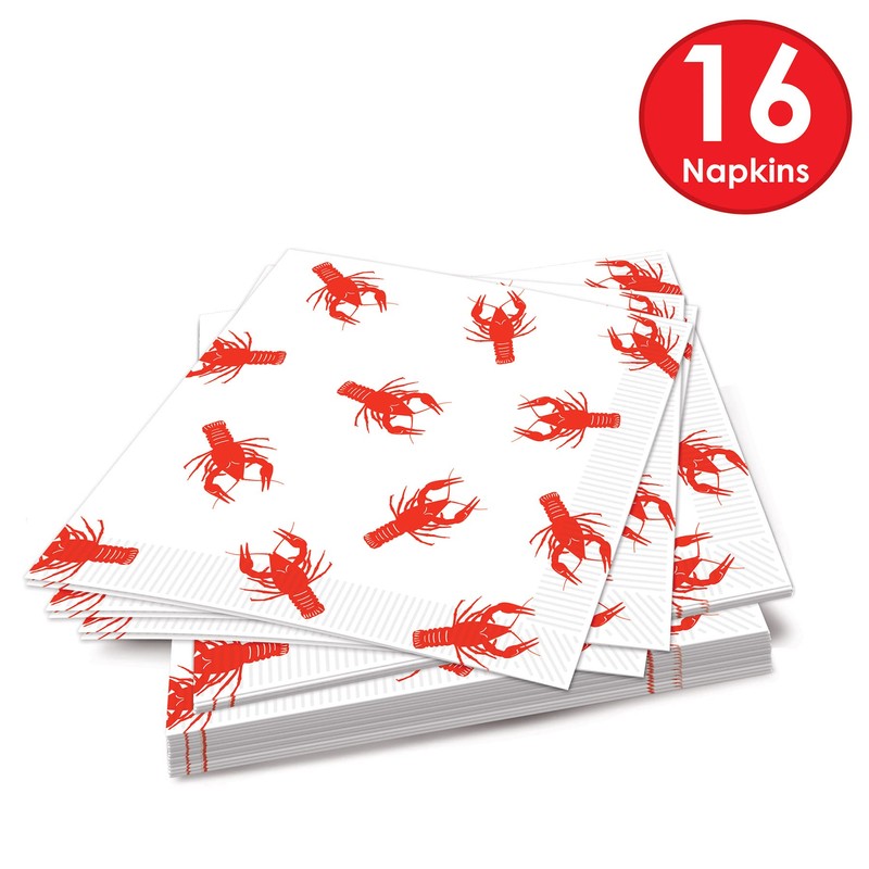 Beistle 58126 Crawfish Luncheon Napkins, 2-Ply, 16 per Package, Red/White