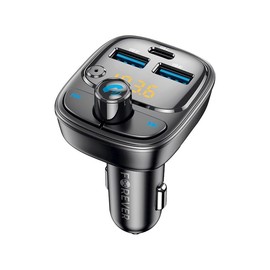 FOREVER Bluetooth 5.0 FM Transmitter, Car Radio Adapter with 3 Charging Ports (2 x USB-A, 1 x USB-C), Hands-Free Kit, Radio Transmitter for Car Bluetooth, Car Music Player