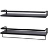 Peter's Goods Floating Wall Shelves with Rail, Large, Modern Black