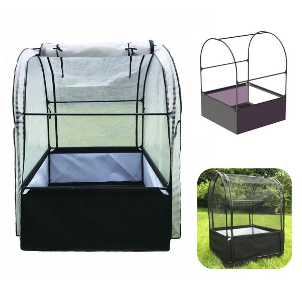 SIMPO 3-in-1 Garden System: Fabric Raised Garden Bed + Greenhouse