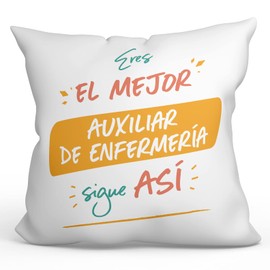 MUGFFINS NURSING ASSISTANT man Cushion Padding included - in Spanish - Eres el mejor sigue así! - Funny gift - Pillow: cover and filling 15.7x15.7 inches