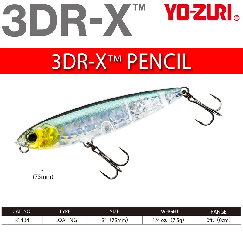 YO-ZURI 3DR-X Pencil Floating 75mm Bus Lure Color: Matte Ghost