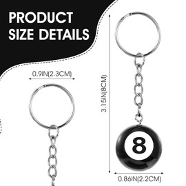 Xinjoduz Magic 8 Ball Keychain, 22 mm Cool Keychains, Bag Purse Charms with Key Ring, Billiard Pool Balls Charm Key Pendant, Magic 8 Ball Key Chain for Purse Handbag Women Men Creative Gift, Black