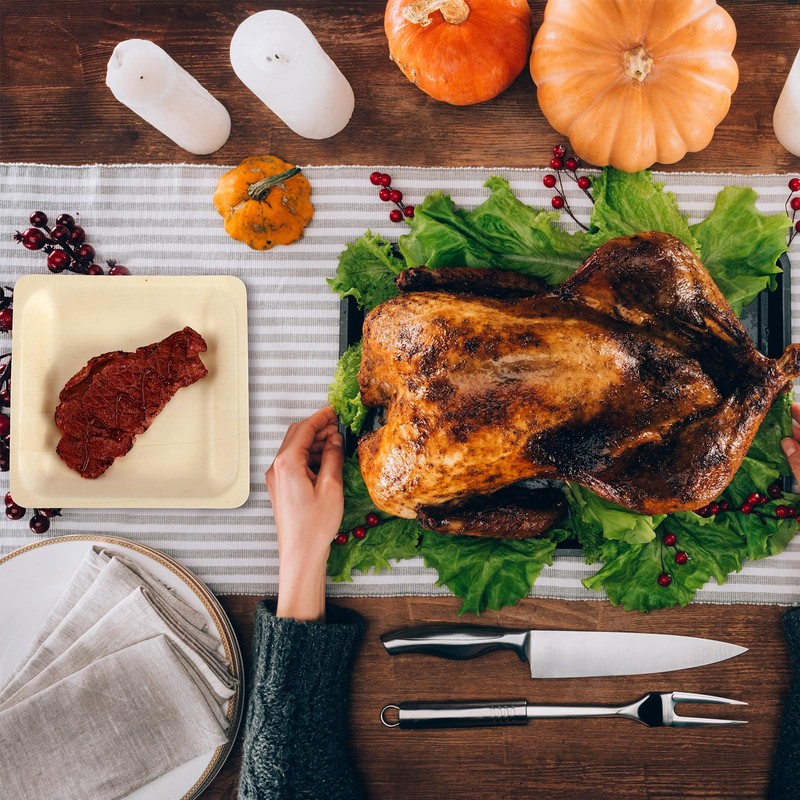 Yaomiao 50 Pcs 7 Inch Thanksgiving Wood Disposable Plates Happy