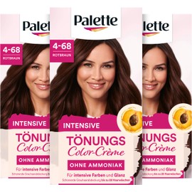 Palette Tint Cream 4-68 Red Brown (3 x 115 ml), Temporary Colouration without Ammonia for Gentle Grey Hair Coverage, Hair Colour for Gradual Washing, Lasts up to 28 Hair Washes