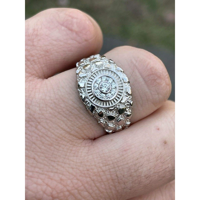 Men's Nugget Ring - Solid 925 Sterling Silver Ring -