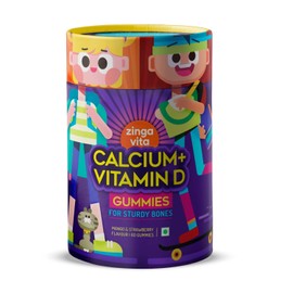 Generic Calcium Vitamin D Gummies for Kids | Ideal Nutrition for Milk Hater Kids | Strengthens Bones & Teeth, Boosts Immunity | Tasty Mango and Strawberry Flavour | 60 Veg Gummies