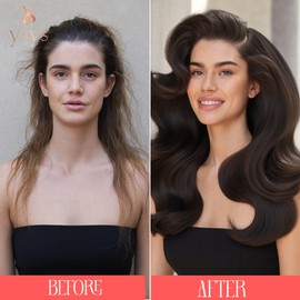 YSYS Clip in Hair Extensions - 100% Human Hair Remy Hair Extensions for Women - 7 Pieces, 120g Seamless Clip ins for Extra Volume/Style - Natural Straight (Jet Black #1, 18 inches)