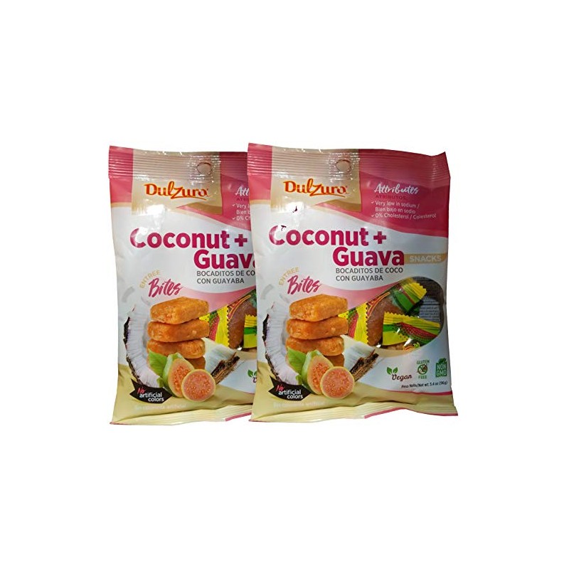 Dulzura Entree Bites Coconut with Guava Snacks, Vegan, 3.4 Ounce